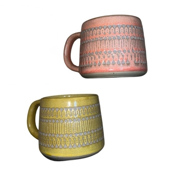 Hearth & Hand with Magnolia Stoneware Coffee Mugs Set of 2 - Pink & Yellow - Picture 1 of 3